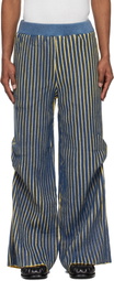 Stanley Raffington Navy & Yellow Warped Ribbed Trousers