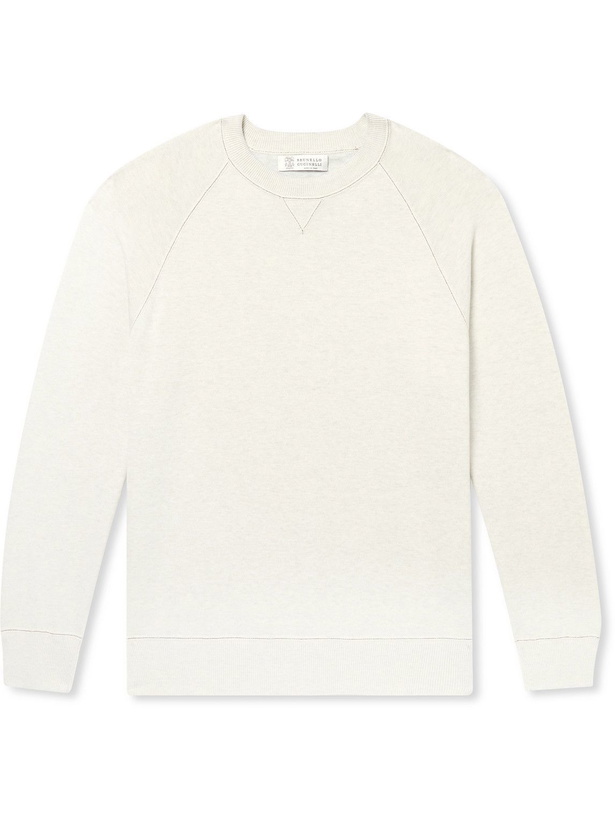 Photo: Brunello Cucinelli - Slim-Fit Cotton Sweater - Neutrals