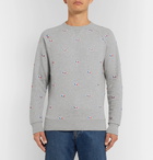 Maison Kitsuné - Embroidered Mélange Loopback Cotton-Jersey Sweatshirt - Gray