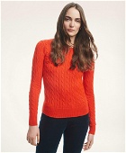 Brooks Brothers Women's Cashmere Cable Crewneck Sweater | Bright Red