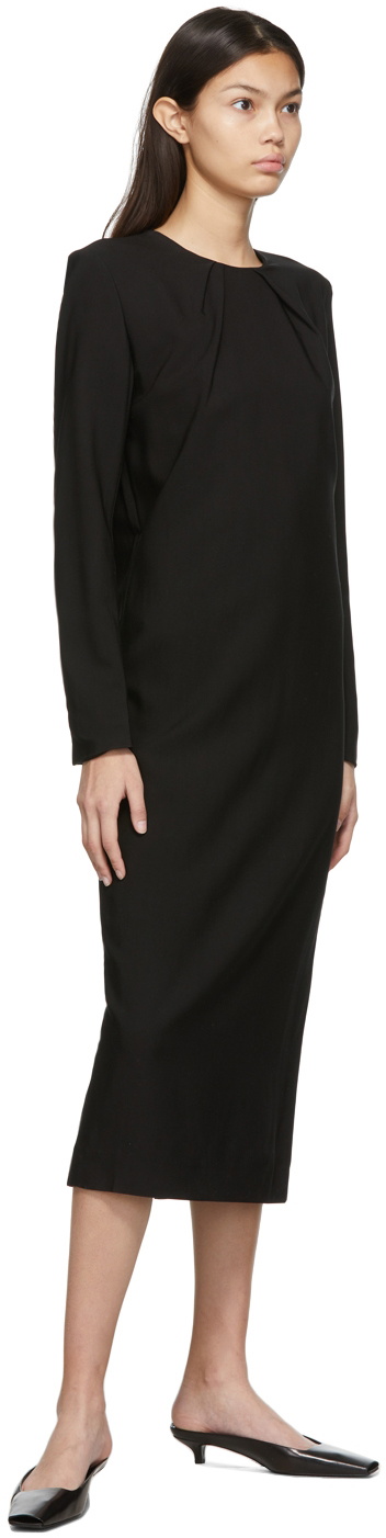 Totême Black Gathered Neck Dress Toteme