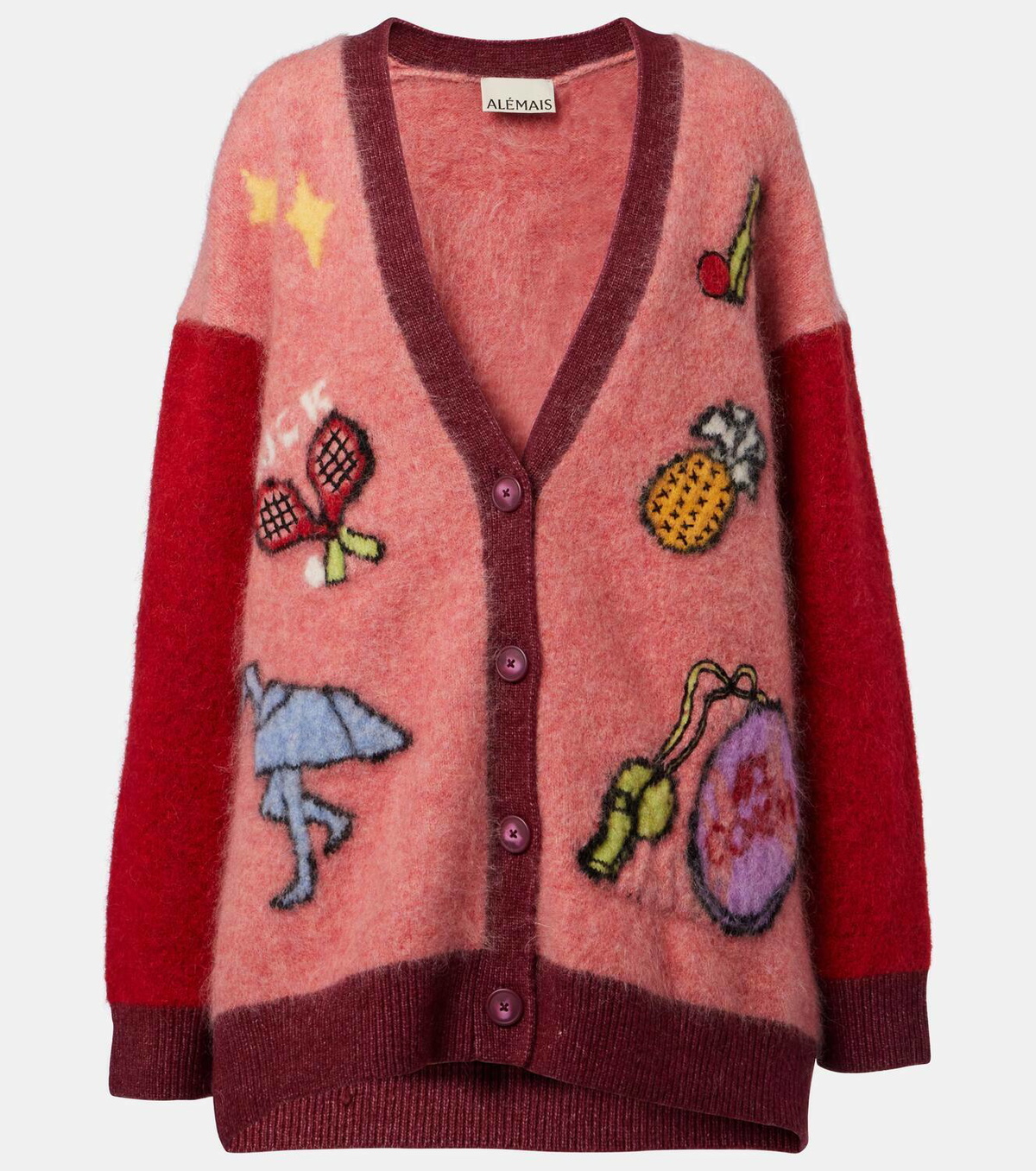 Alémais Court embroidered wool-blend cardigan