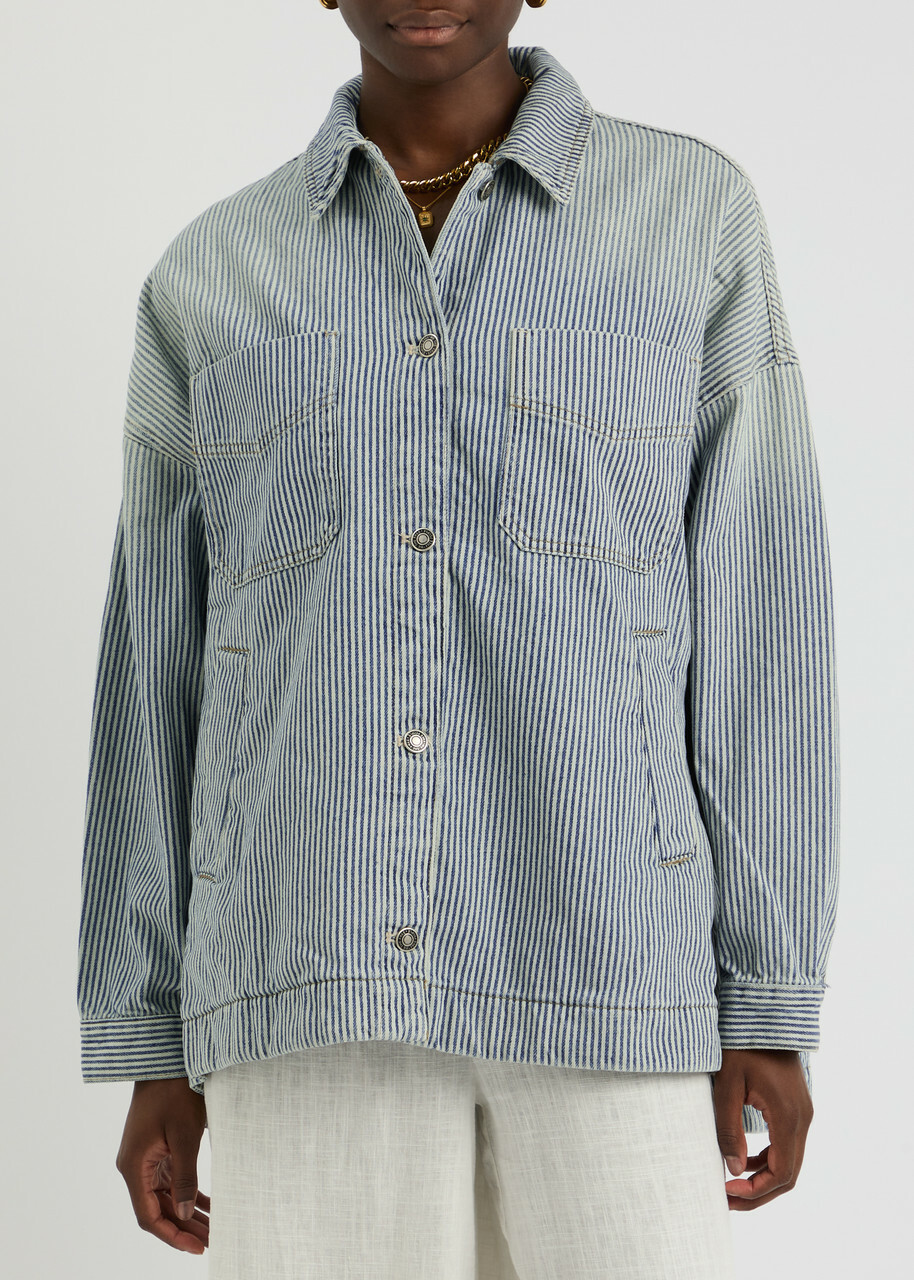 Free People Madison City Striped Denim Jacket