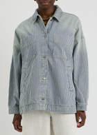 Free People Madison City Striped Denim Jacket