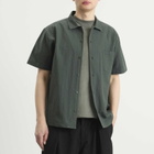 YMC Men's Organic Seersucker Malick Shirt in Dark Green