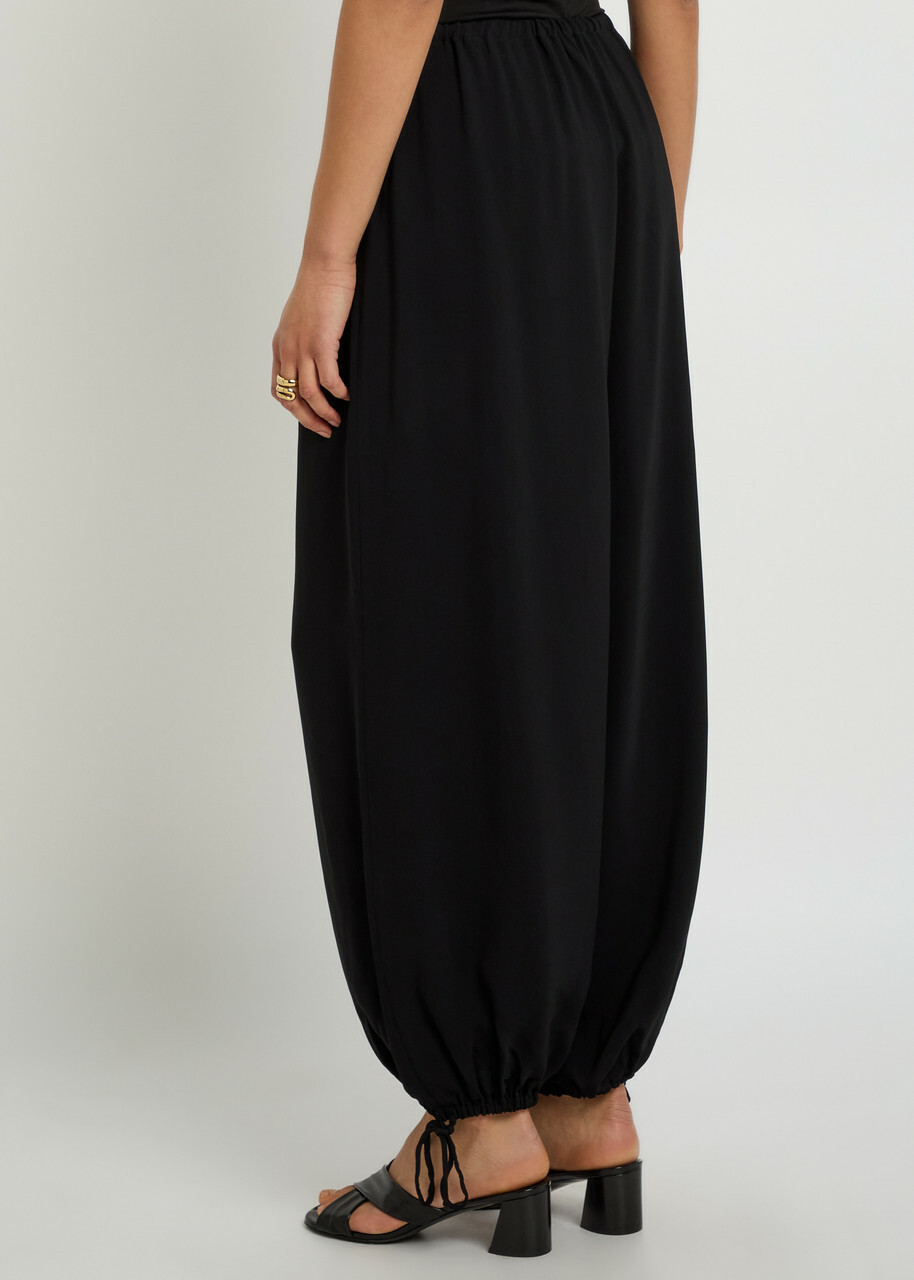 Tove Estelia Draped Barrel-leg Crepe Trousers Black