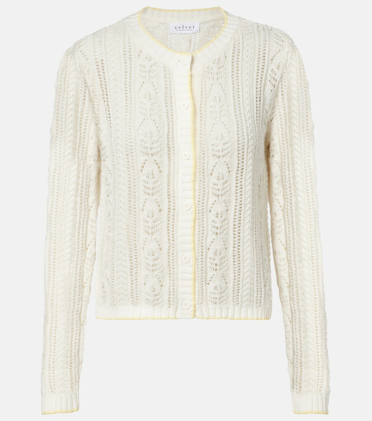 Velvet Daisy pointelle cotton-blend cardigan
