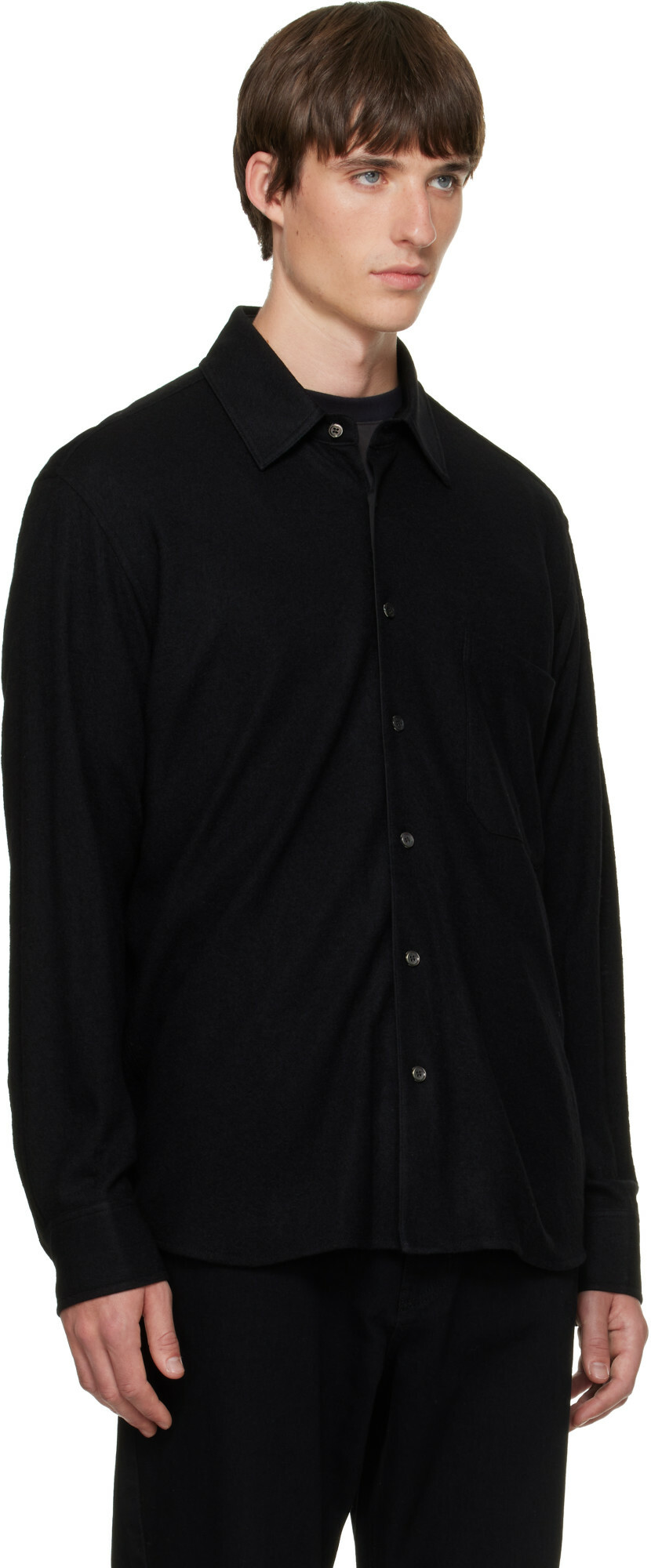 Solid Homme Black Wool Stitch Shirt