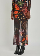 Never Fully Dressed Dorris Printed Mesh Midi Skirt Black
