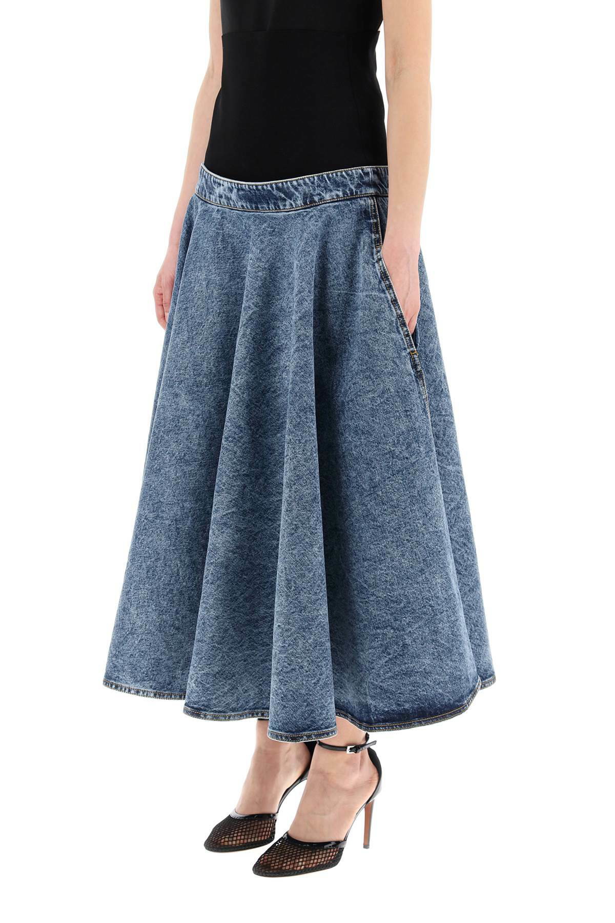 ALAIA denim skirt with ruffle hem Blue ALAÏA