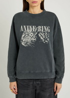 Anine Bing Spencer Printed Cotton Sweatshirt Black