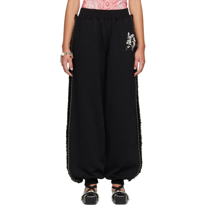 Photo: Chopova Lowena Black Fuzzy Pearl Sweatpants