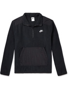 Nike - Logo-Embroidered Shell-Trimmed Fleece Half-Zip Sweatshirt - Black