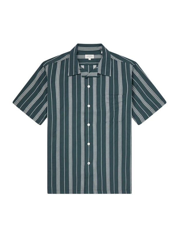 Photo: Hartford - New Palmito MC Camp-Collar Striped Cotton Shirt - Green