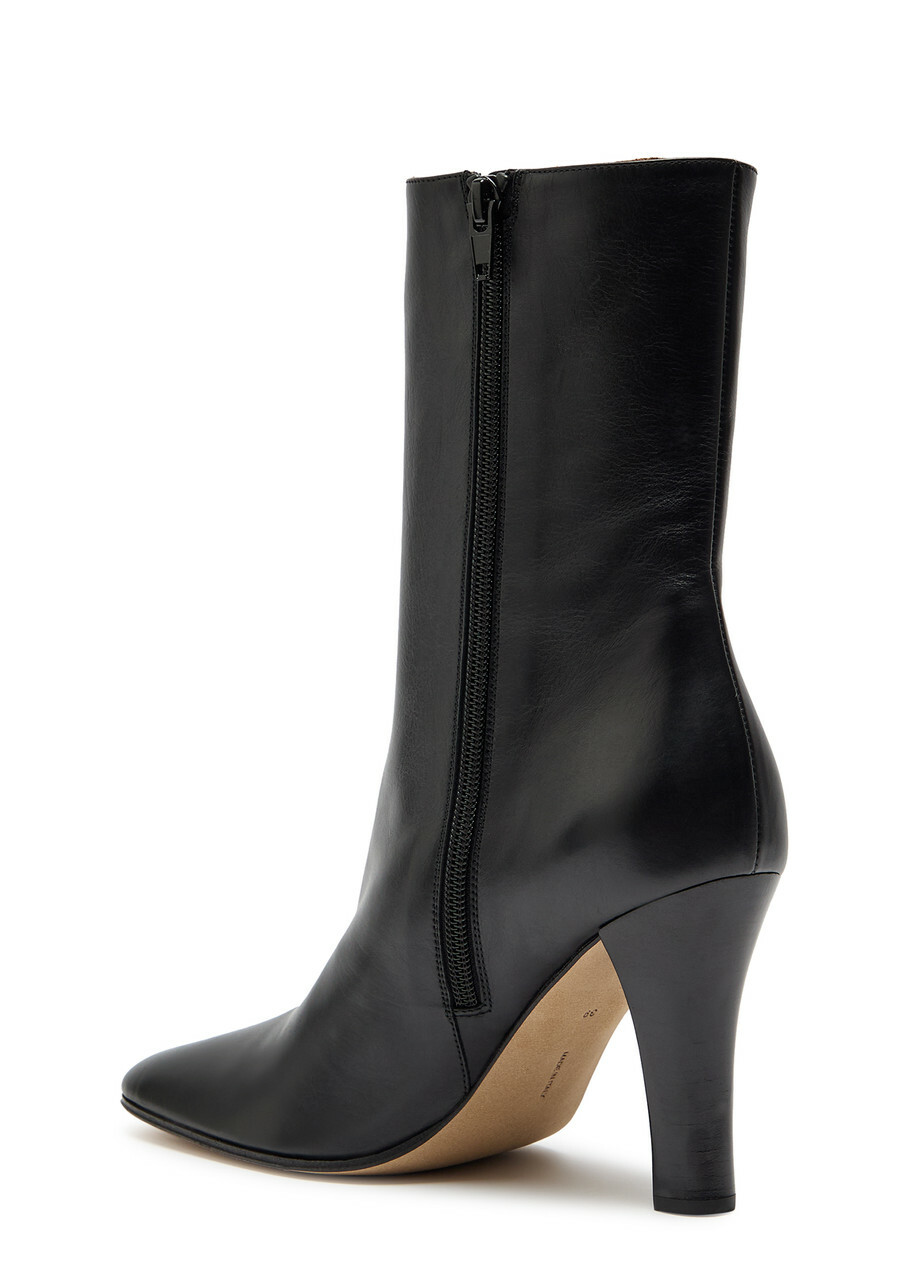 The Row Mona 80 Leather Mid-calf Boots Black