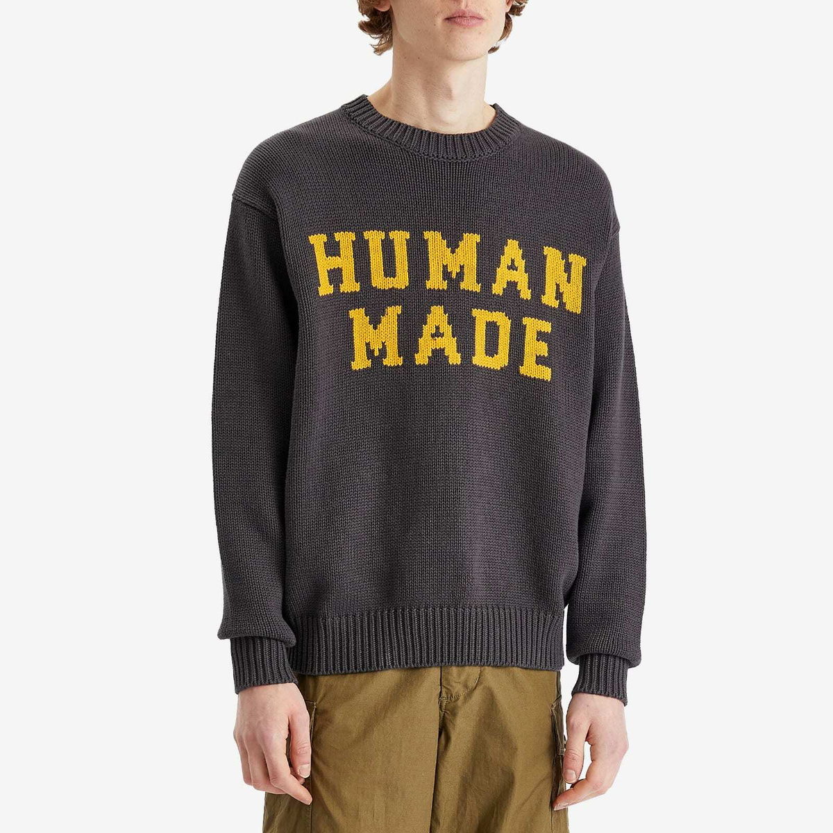 D*様 HUMAN MADE チャコール　セーター　Lサイズ Human Made Men's Polar Bear Crew Neck Knitted Jumper in Charcoal