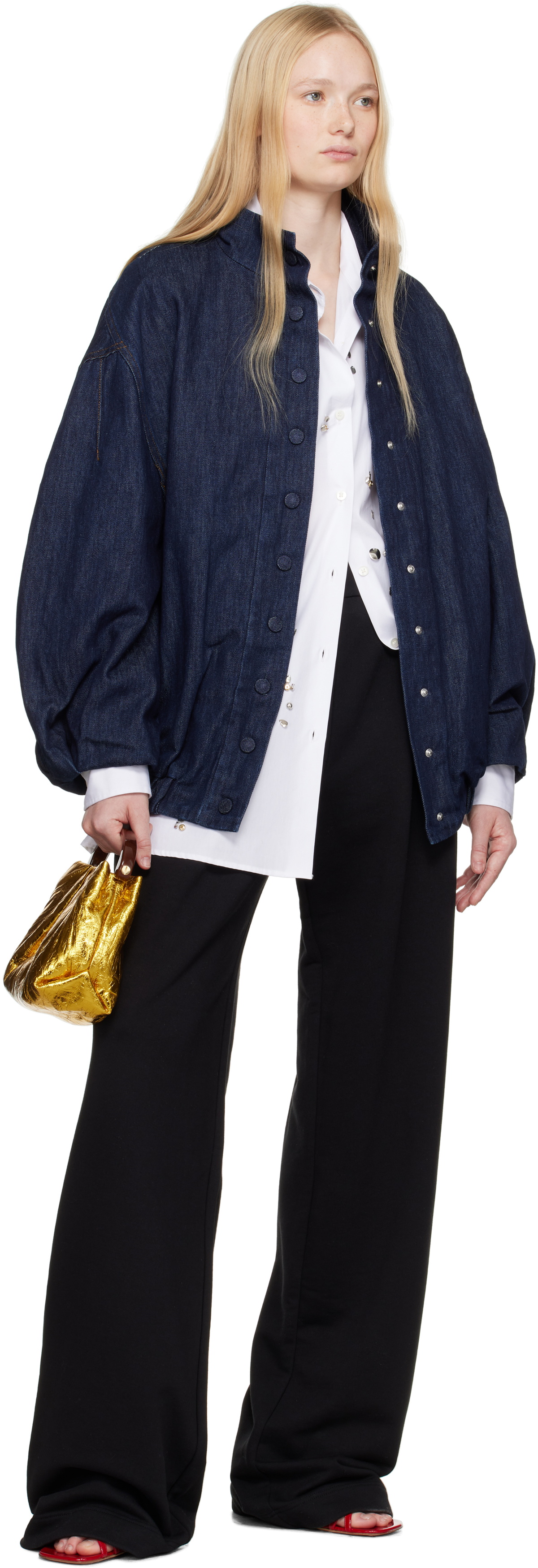 Dries Van Noten Navy Press-Stud Denim Jacket