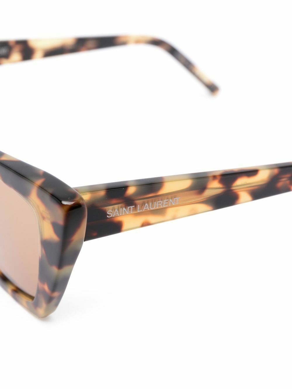 Saint Laurent Eyewear Brown Mica Tortoiseshell Cat Eye  display picture 3