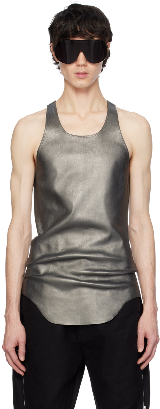 Rick Owens Gunmetal Scoop Neck Tank Top Rick Owens