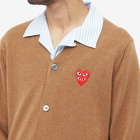 Comme des Garçons Play Men's Overlapping Heart Cardigan in Brown