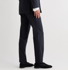 Rubinacci - Slim-Fit Satin-Trimmed Virgin Wool Tuxedo Trousers - Blue