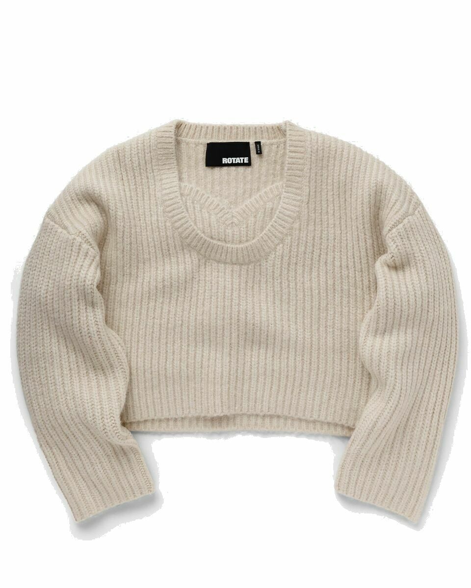 Photo: Rotate Birger Christensen Cable Knit Crop Sweater White - Womens - Pullovers