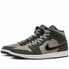 Air Jordan Men's 1 Mid SE Sneakers in Night Stadium/Black Flat Pewter