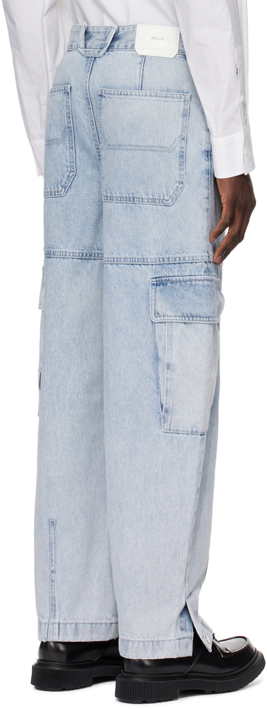 Solid Homme Blue Balloon Denim Cargo Pants