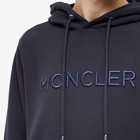 Moncler Men's Logo Drawstring Popover Hoody in Navy