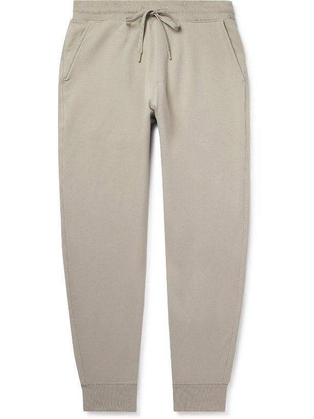 Photo: Håndværk - Slim-Fit Tapered Flex Stretch Organic Cotton-Jersey Sweatpants - Neutrals