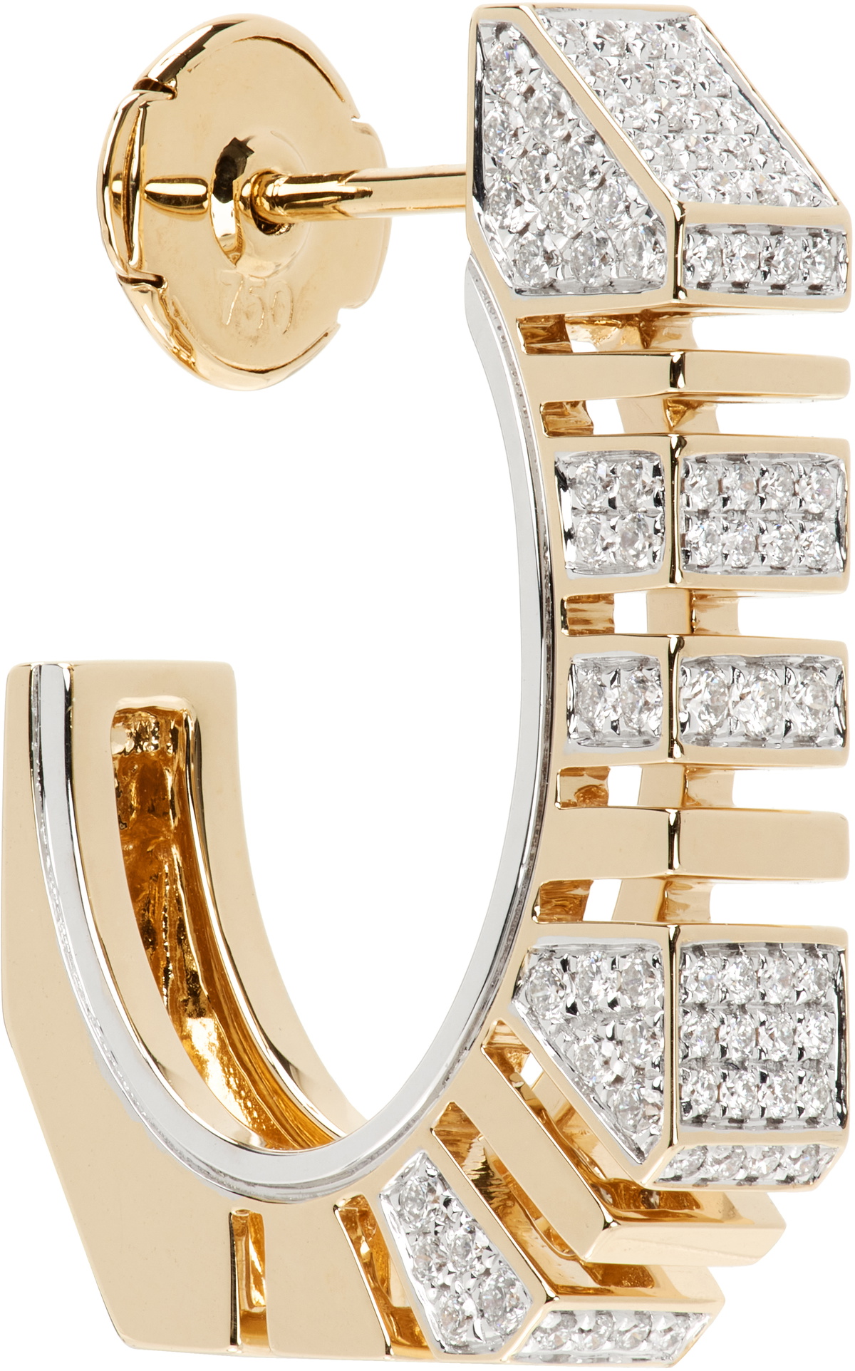 Rainbow K Gold & White Gold Bold Nano Pavé Single Earring