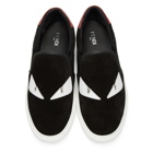 Fendi Black and White Suede Bag Bugs Sneakers