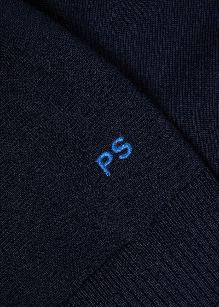 PS Paul Smith Logo-embroidered Merino Wool Jumper Navy