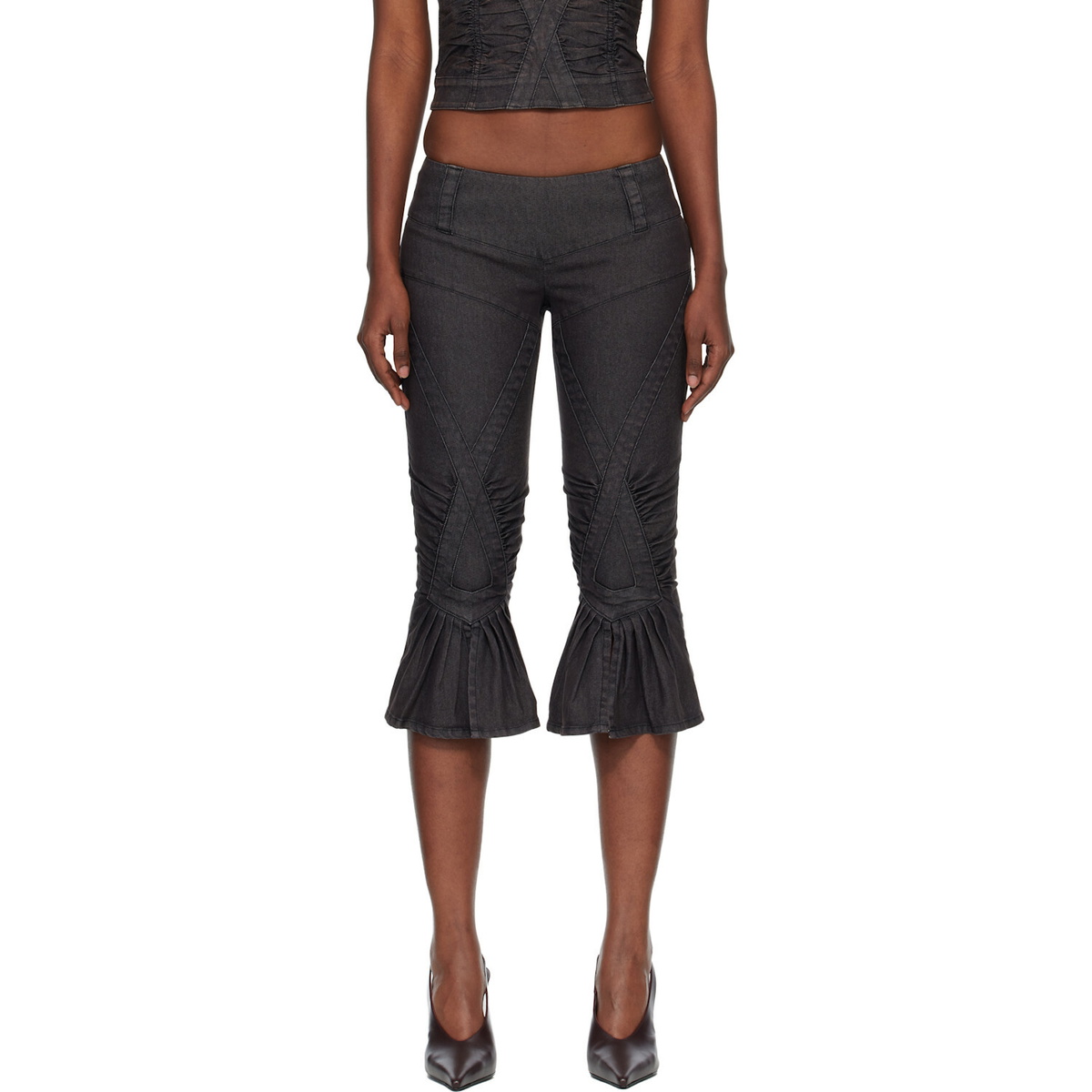 Miss Sixty Black KNWLS Edition Slit Flare Shorts