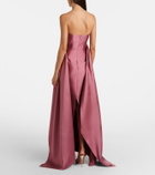 Solace London Draped strapless satin gown