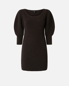 Pinko Ribbed Knit Wool And Cashmere Mini Dress Very Dark Brown