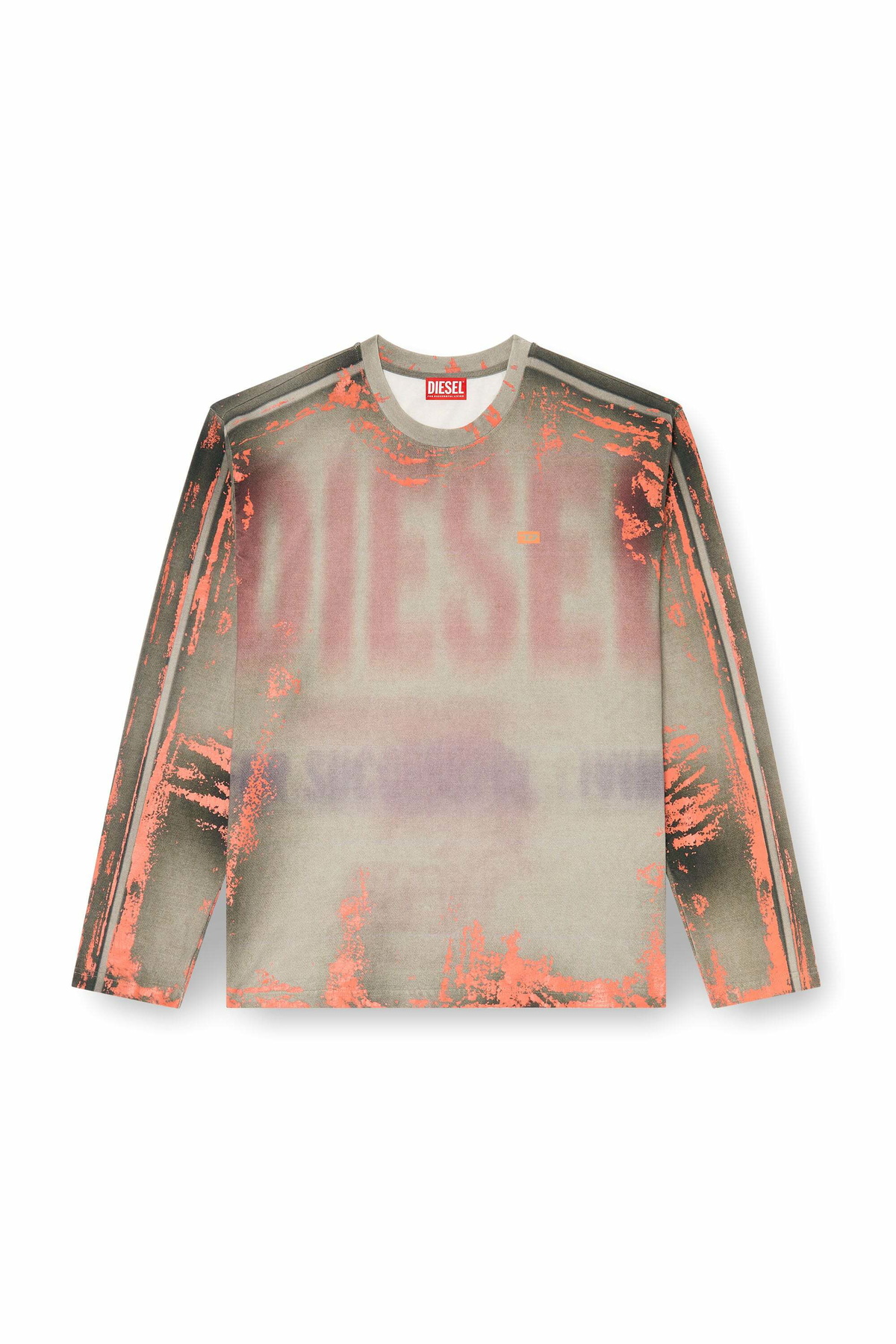 Diesel Long-sleeve T-shirt in cracked jersey - T-Shirts Mens in Multicolor