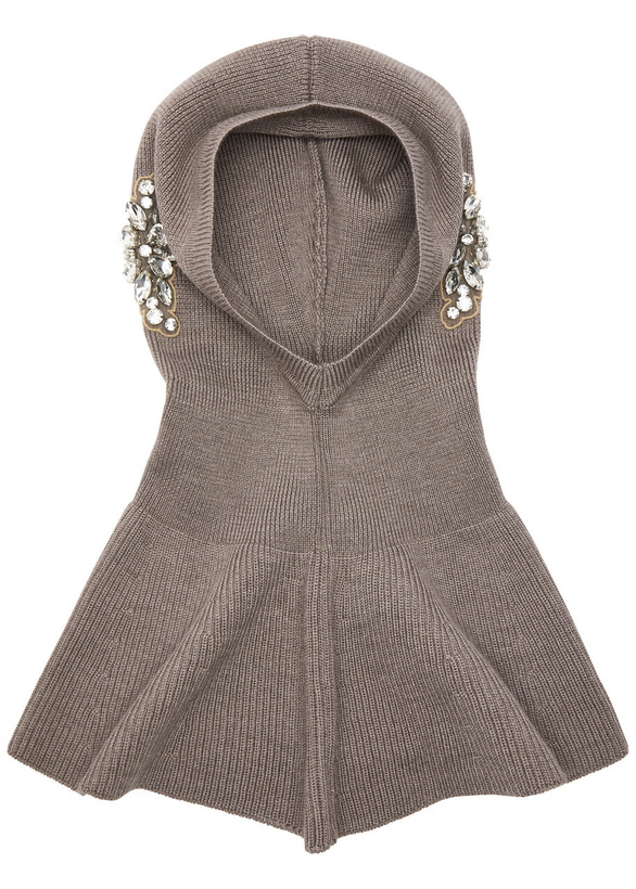 Photo: Simone Rocha Crystal-emebllished Wool-blend Balaclava - Beige - One Size