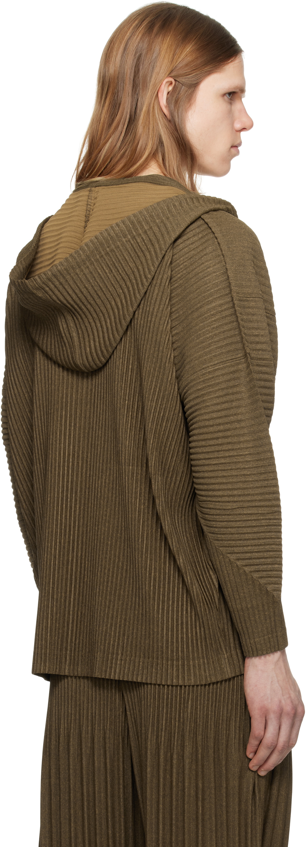 HOMME PLISSÉ ISSEY MIYAKE Brown Heather Pleats Hoodie