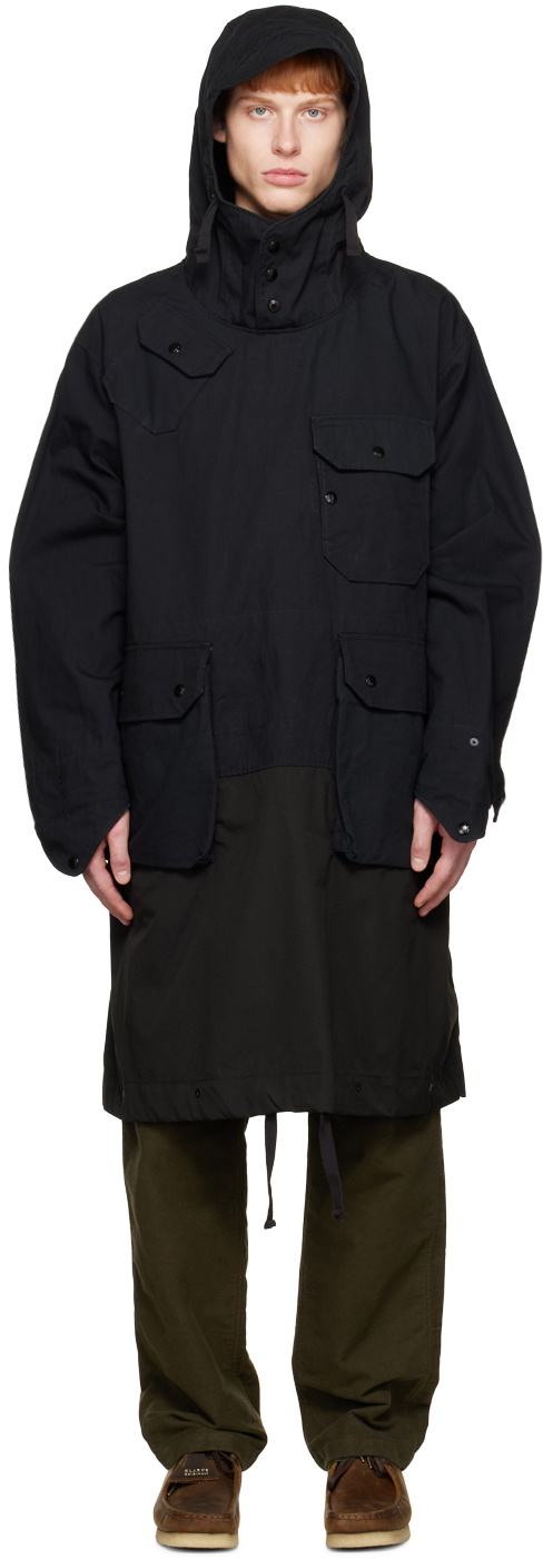 Engineered Garments Black Over Parka Coat