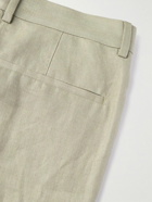 Brunello Cucinelli - Straight-Leg Pleated Herringbone Linen Suit Trousers - Green