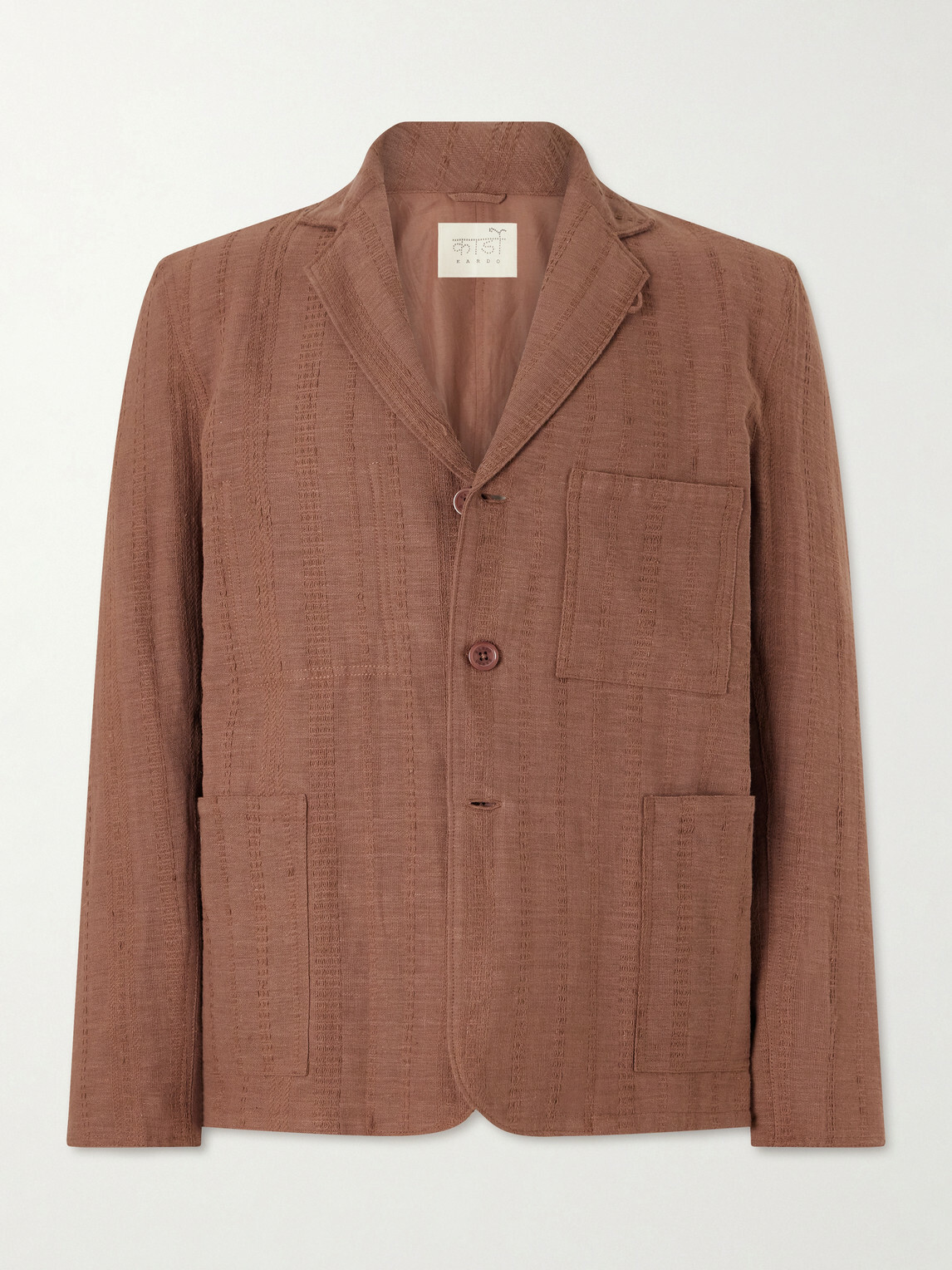 Kardo - Somesh Cotton-Jacquard Suit Jacket - Brown