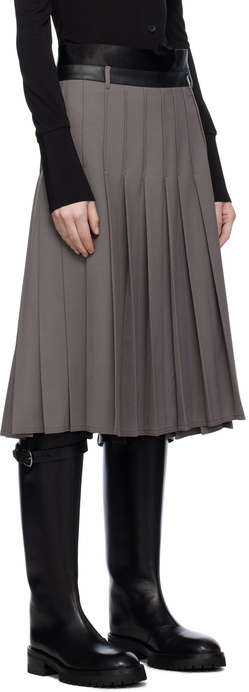 Peter Do Gray Pleated Midi Skirt