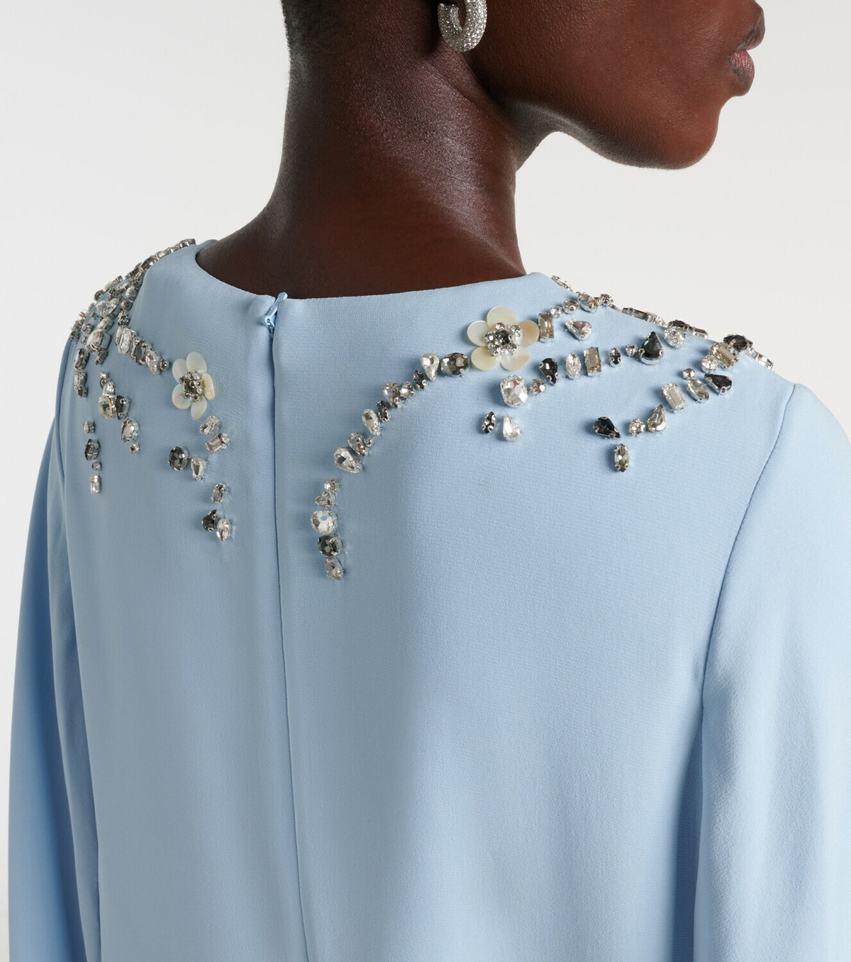 Oscar de la Renta Caped embellished silk-blend gown