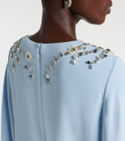 Oscar de la Renta Caped embellished silk-blend gown
