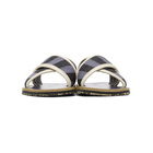 Marni Blue and Black Striped Nastro Sandals