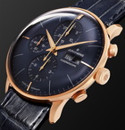 Junghans - Meister Chronoscope 40mm Gold-Tone and Alligator Watch, Ref. No. 027/7924.01 - Blue