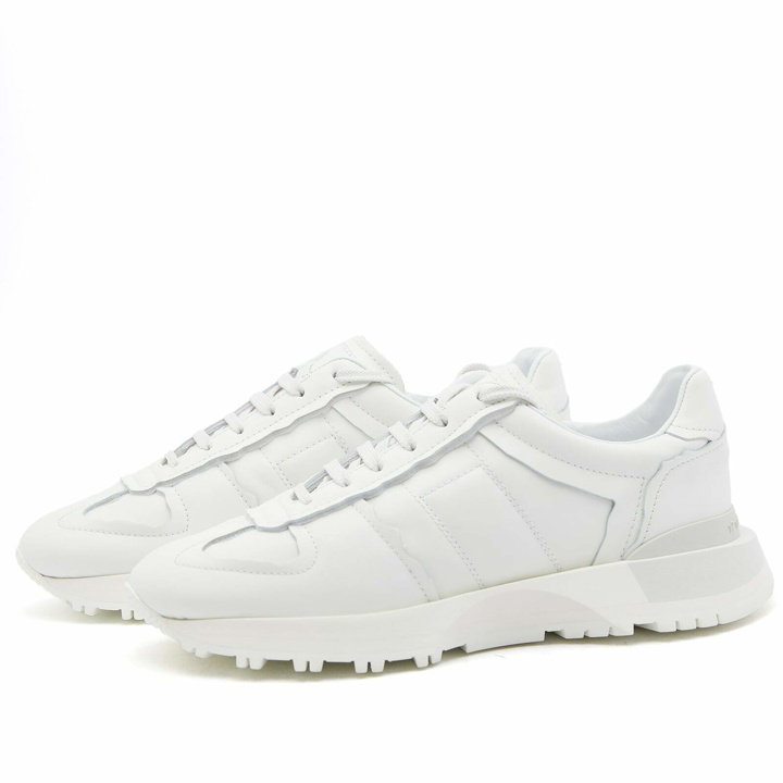 Photo: Maison Margiela Men's 50/50 Runner Sneakers in White Leather