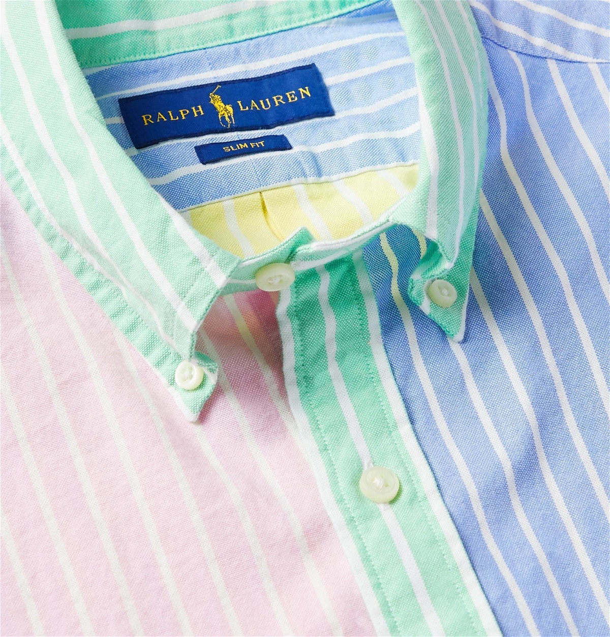 Polo Ralph Lauren - Button-Down Collar Colour-Block Striped Cotton