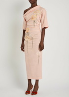 Bernadette Bowery Floral-embroidered Cotton-blend Midi Dress Pearl